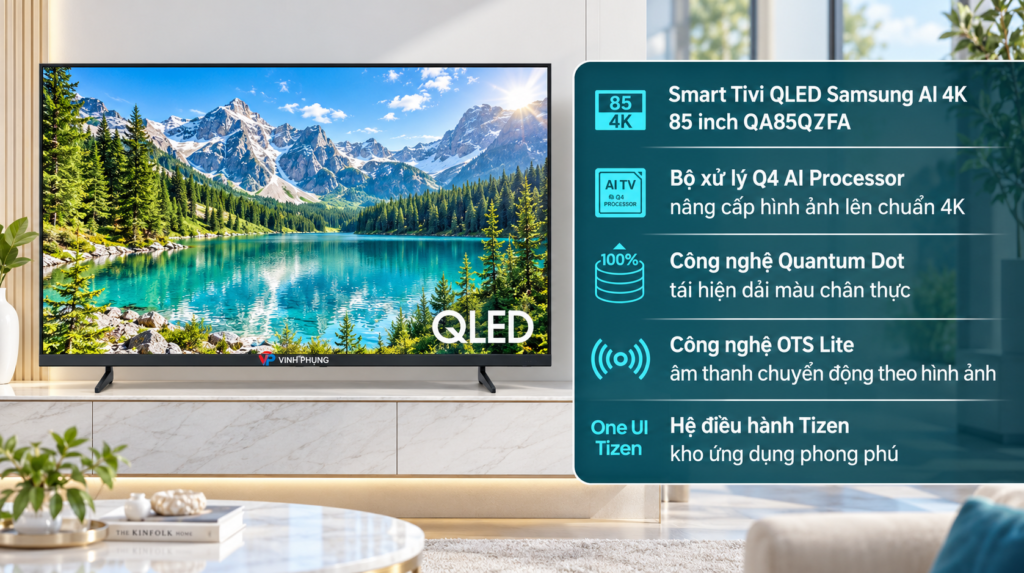 Smart Tivi QLED Samsung AI 4K 85 inch QA85Q7FA