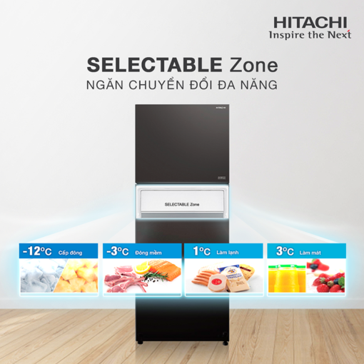 Tủ lạnh Hitachi Inverter 374 lít HRTN6408SAGMVN 5 Tủ lạnh Hitachi 374L Inverter HRTN6408SAGMGVN