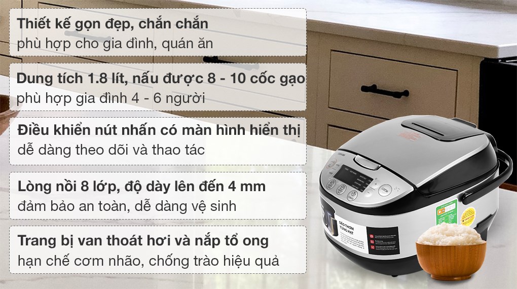 Nồi cơm điện tử Toshiba 1.8 lít RC-18DR2PV(K) 2 Nồi cơm điện tử Toshiba 1.8 lít RC-18DR2PV(K)