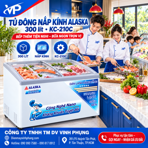 Tủ đông nắp kính Alaska 300 lít KC-210C