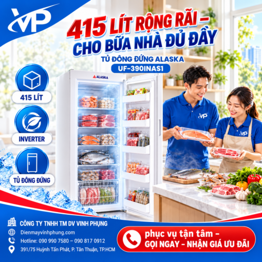 Tủ đông đứng inverter Alaska 415 lít UF-390INAS1