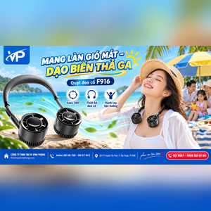 Quạt Đeo Cổ Mini F916 Xoay 360 Độ