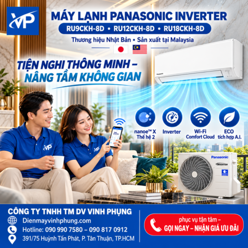 Máy lạnh panasonic Inverter 1.5hp RU12CKH-8D