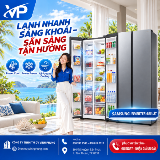Tủ lạnh Samsung Inverter 655 lít RS70F65Q3FSV