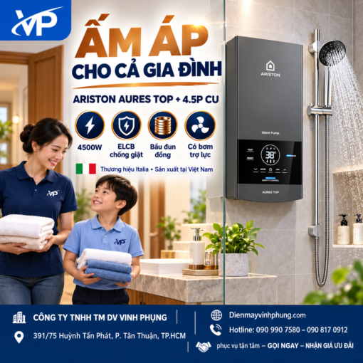 Máy nước nóng trực tiếp Ariston AURES TOP 4.5 CU