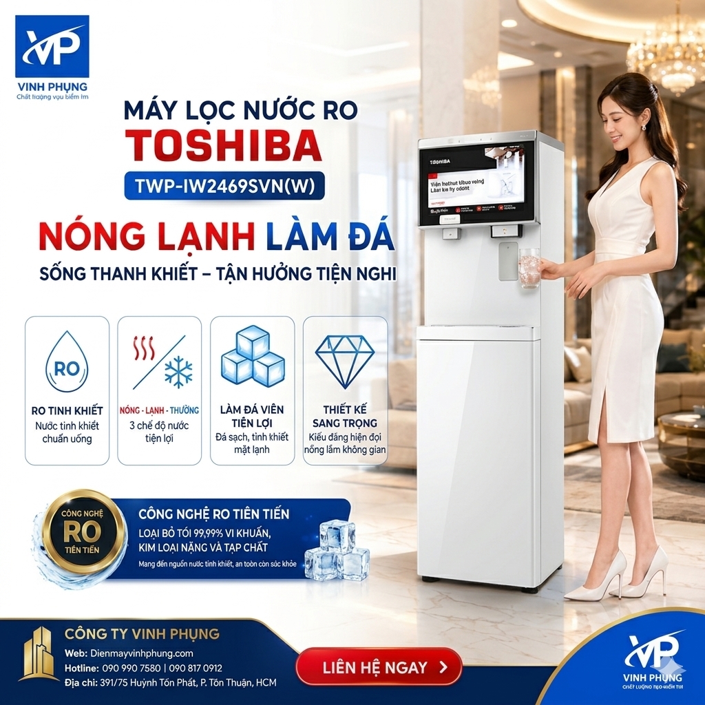 Máy Lọc Nước RO Nóng Lạnh Làm Đá Toshiba TWP-IW2469SVN(W) 1 Máy Lọc Nước RO Nóng Lạnh Làm Đá Toshiba TWP-IW2469SVN(W)