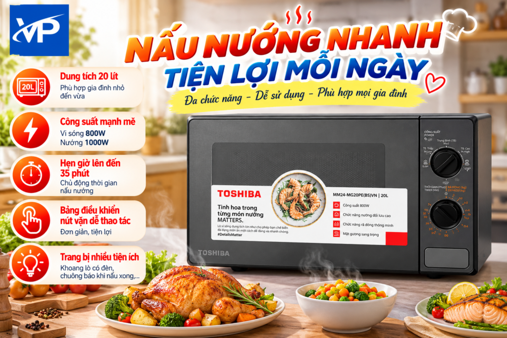 Lò vi sóng có nướng Toshiba MM2-MG20PE(BM)VN 20 lít 16 Lò vi sóng có nướng Toshiba MM2-MG20PE(BM)VN 20 lít
