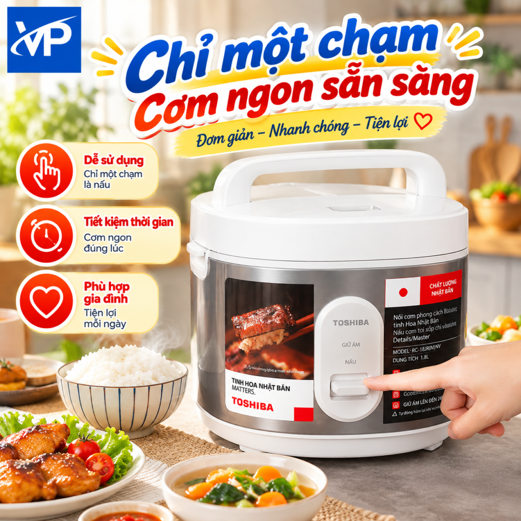 Nồi cơm nắp gài Toshiba 1.8 lít RC-18JRUVN(W)