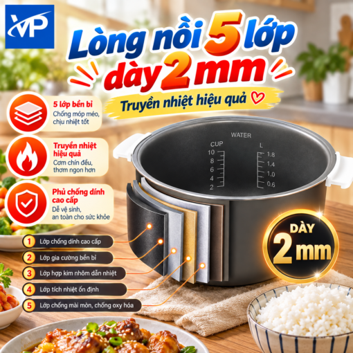 Nồi cơm nắp gài Toshiba 1.8 lít RC-18JRUVN(W)