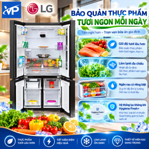 Tủ lạnh LG Inverter 576 lít Multi Door InstaView LFD58BLMAI