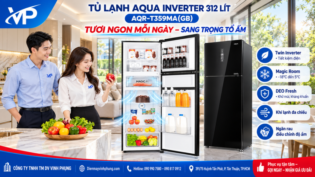 Tủ lạnh Aqua Inverter 312 lít AQR-T359MA(GB) 13 Tủ lạnh Aqua Inverter 312 lít AQR-T359MA(GB)