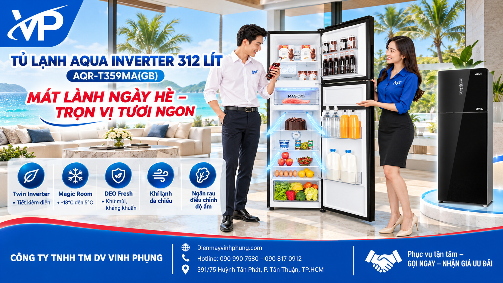 Tủ lạnh Aqua Inverter 312 lít AQR-T359MA(GB) 3 Tủ lạnh Aqua Inverter 312 lít AQR-T359MA(GB)