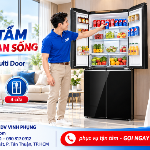 Tủ lạnh 4 cửa Aqua Inverter Multi Door 460 Lít AQR-M505XA(GB)