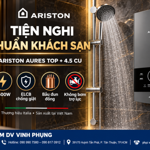 Máy nước nóng trực tiếp Ariston AURES TOP 4.5P CU