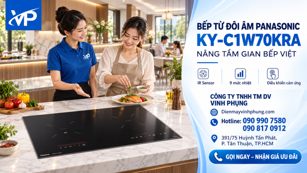 Bếp điện từ đôi âm inverter Panasonic KY-A1W70KRA