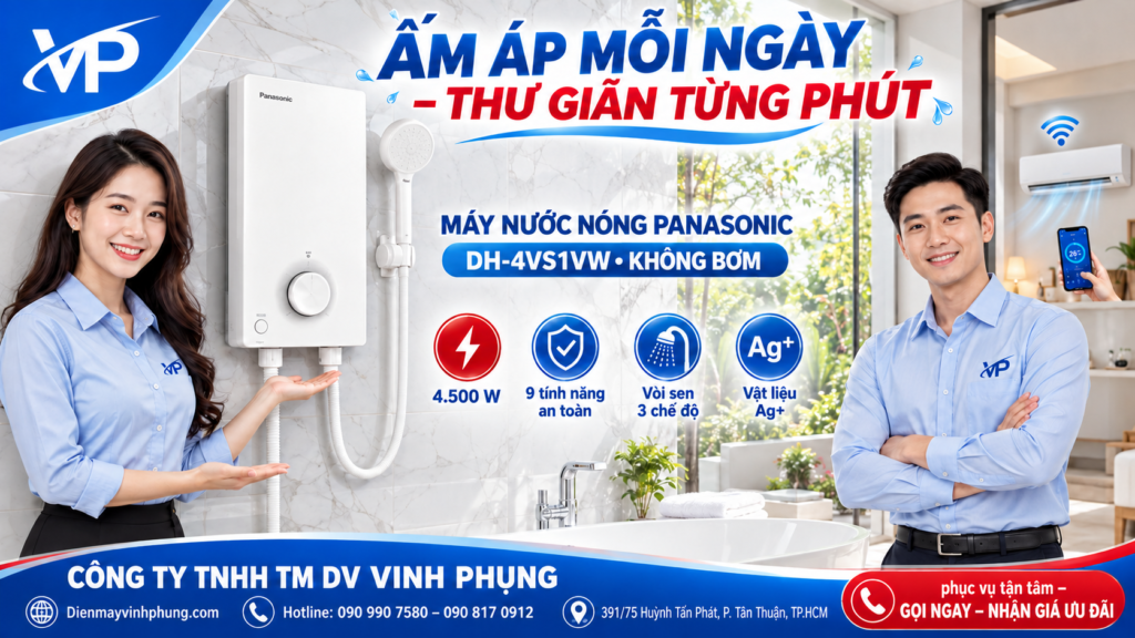 Máy Tắm nước nóng Không Bơm Panasonic DH-4VS1VW