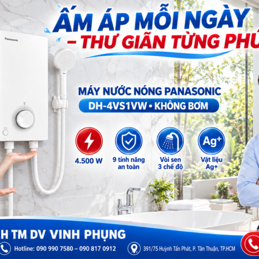 Máy Tắm nước nóng Không Bơm Panasonic DH-4VS1VW