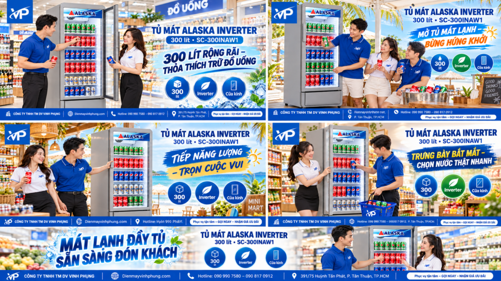 Tủ mát Alaska inverter 300 lít SC-300INAW1