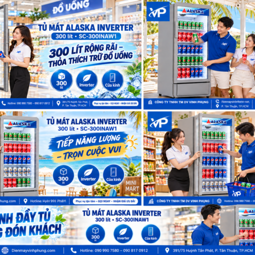 Tủ mát Alaska inverter 300 lít SC-300INAW1