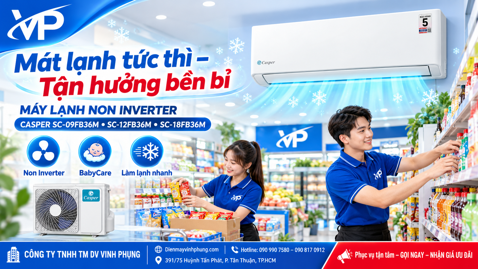 Máy Lạnh Casper 9000 BTU 1 chiều SC-09FB36M 5 Máy Lạnh Casper 9000 BTU 1 chiều SC-09FB36M
