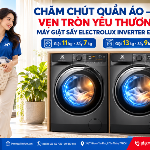 Máy giặt Sấy Electrolux Inverter AI 11 kg- Sấy 7Kg EWW1143R7SC