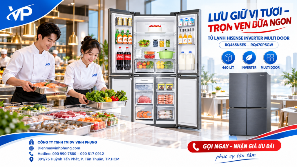 Tủ lạnh Hisense Inverter Multi Door 460 lít RQ465N5ES