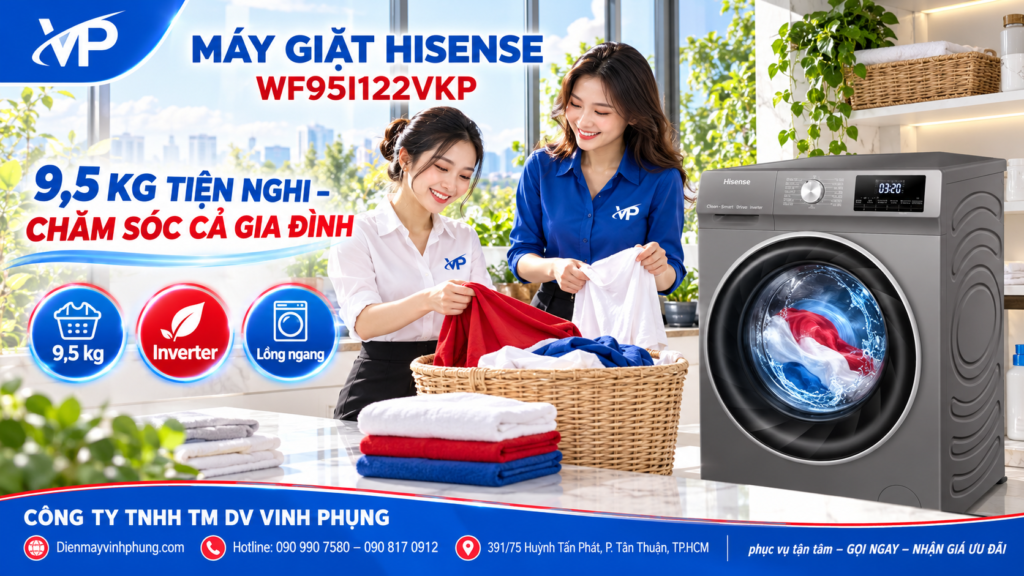Máy Giặt Hisene Inverter Lồng Ngang 9.5Kg WF95I122VKP 15 Máy Giặt Hisene Inverter Lồng Ngang 9.5Kg WF95I122VKP