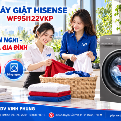 Máy Giặt Hisene Inverter Lồng Ngang 9.5Kg WF95I122VKP 7 Máy Giặt Hisene Inverter Lồng Ngang 9.5Kg WF95I122VKP