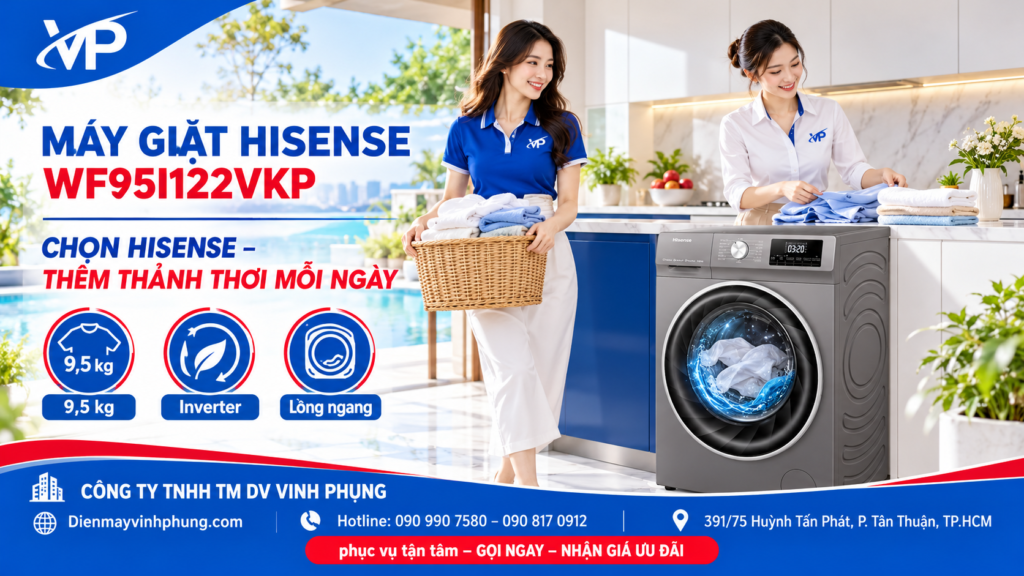 Máy Giặt Hisene Inverter Lồng Ngang 9.5Kg WF95I122VKP 16 Máy Giặt Hisene Inverter Lồng Ngang 9.5Kg WF95I122VKP