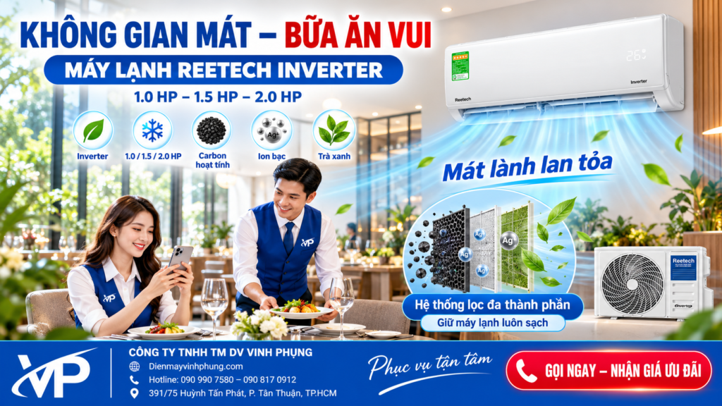 Máy lạnh Reetech Inverter 1.0 HP RTV9-TC-BI