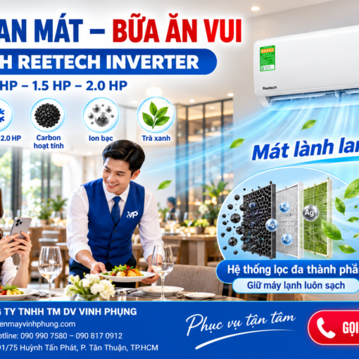 Máy lạnh Reetech Inverter 1.5 HP RTV12-TC-BI