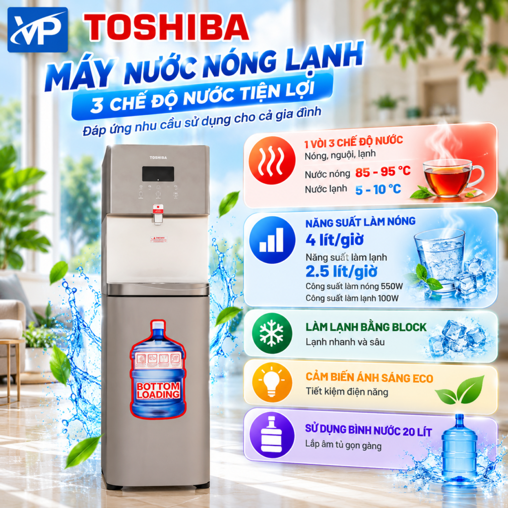 Máy nước nóng lạnh Toshiba RWF-W1830UVBV(T) 650W