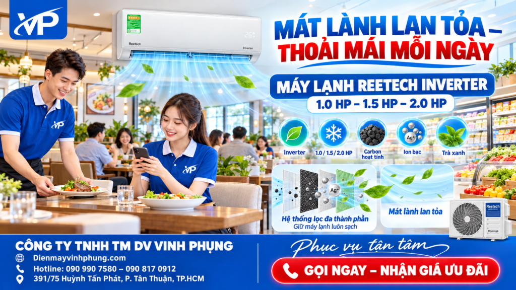 Máy lạnh Reetech Inverter 1.0 HP RTV9-TC-BI