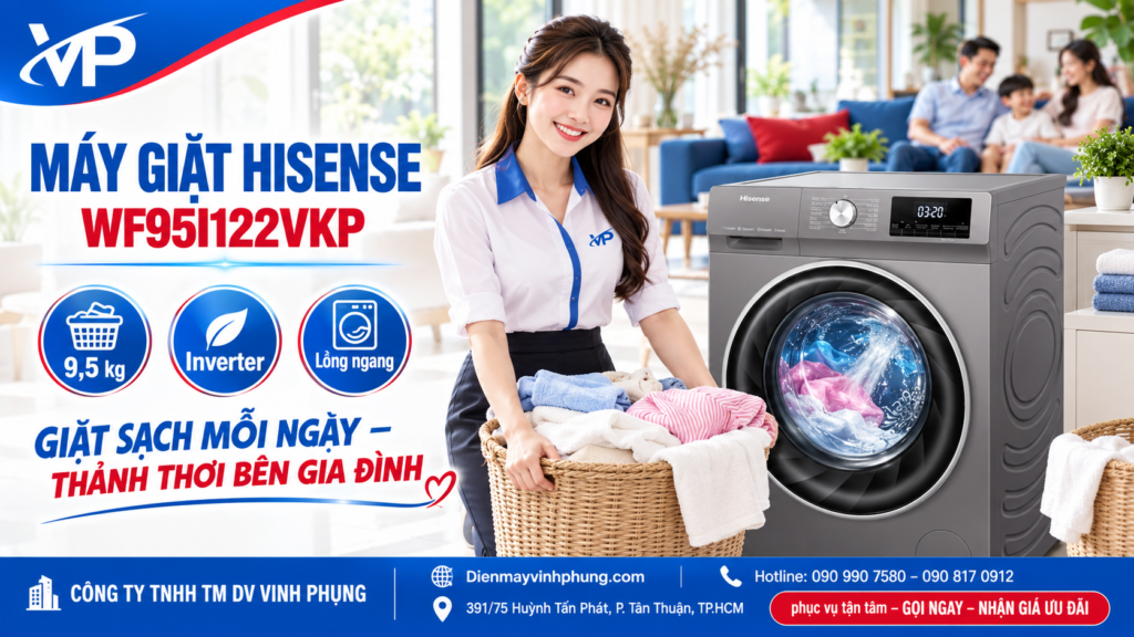 Máy Giặt Hisene Inverter Lồng Ngang 9.5Kg WF95I122VKP 12 Máy Giặt Hisene Inverter Lồng Ngang 9.5Kg WF95I122VKP