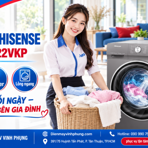 Máy Giặt Hisene Inverter Lồng Ngang 9.5Kg WF95I122VKP 10 Máy Giặt Hisene Inverter Lồng Ngang 9.5Kg WF95I122VKP