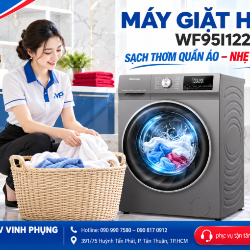 Máy Giặt Hisene Inverter Lồng Ngang 9.5Kg WF95I122VKP 9 Máy Giặt Hisene Inverter Lồng Ngang 9.5Kg WF95I122VKP