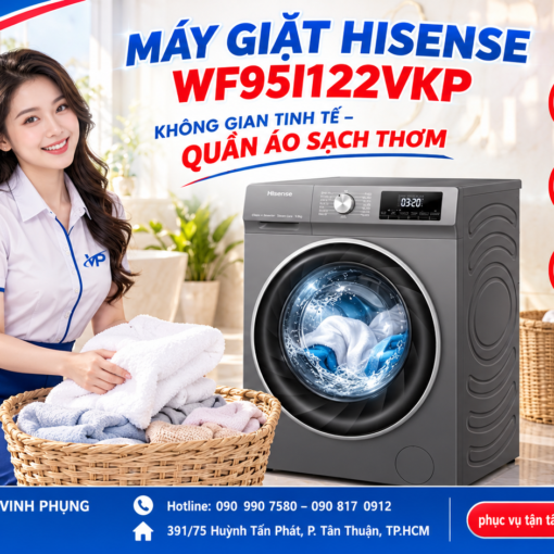 Máy Giặt Hisene Inverter Lồng Ngang 9.5Kg WF95I122VKP 11 Máy Giặt Hisene Inverter Lồng Ngang 9.5Kg WF95I122VKP