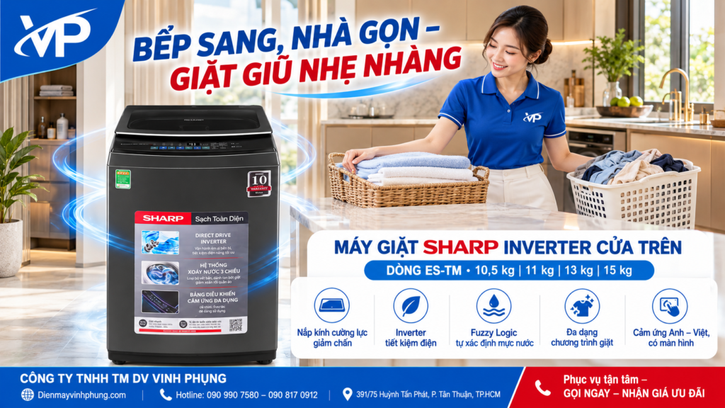 Máy giặt Sharp Inverter cửa trên 10.5 kg ES-TM105CD-DS 10 Máy giặt Sharp Inverter cửa trên 10.5 kg ES-TM105CD-DS