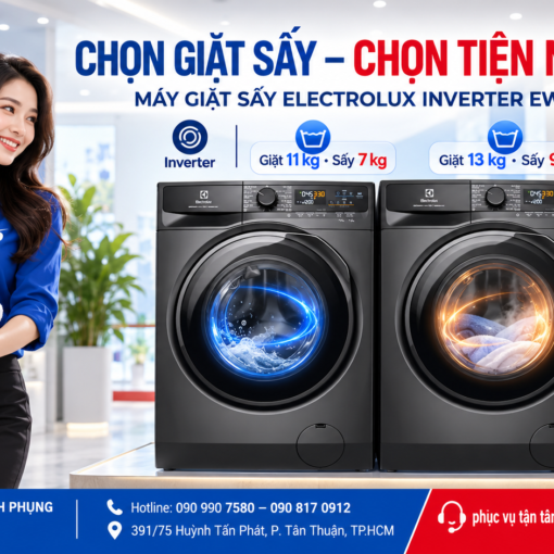 Máy giặt Sấy Electrolux Inverter AI 11 kg- Sấy 7Kg EWW1143R7SC