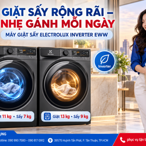 Máy giặt Sấy Electrolux Inverter AI 11 kg- Sấy 7Kg EWW1143R7SC
