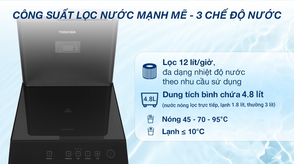Máy lọc nước RO nóng nguội lạnh Hydrogen Toshiba TWP-W2399SVN(M)