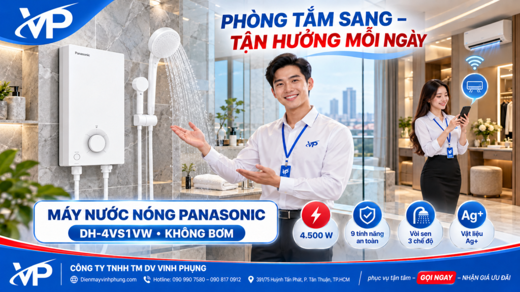 Máy Tắm nước nóng Không Bơm Panasonic DH-4VS1VW