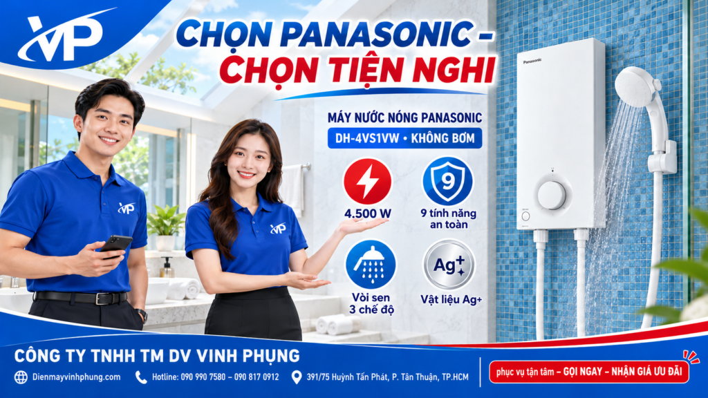 Máy Tắm nước nóng Không Bơm Panasonic DH-4VS1VW