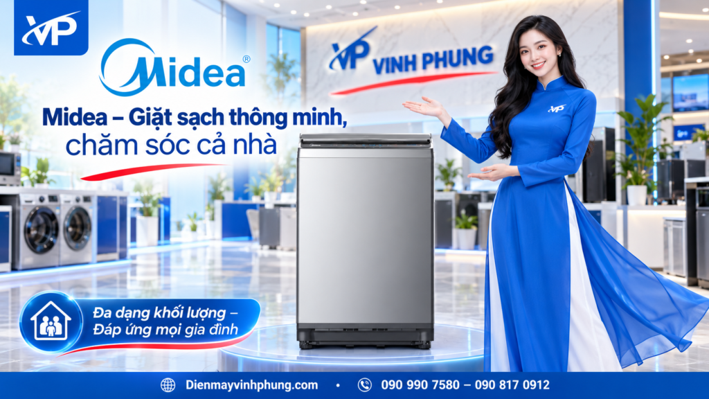 Máy giặt Midea cửa trên 8.5 kg MA100W85