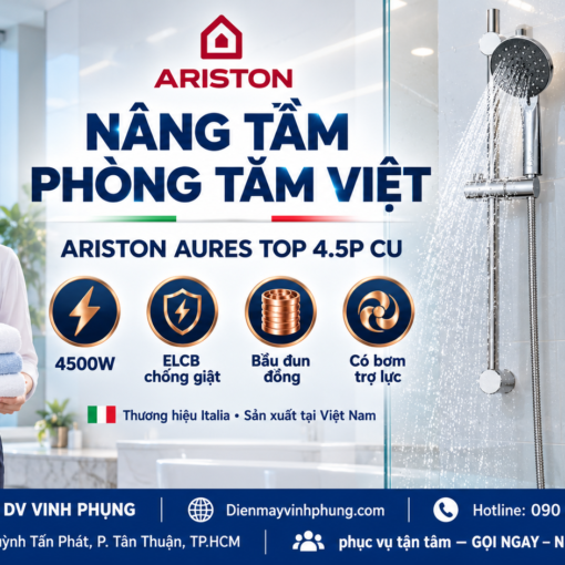 Máy nước nóng trực tiếp Ariston AURES TOP 4.5 CU