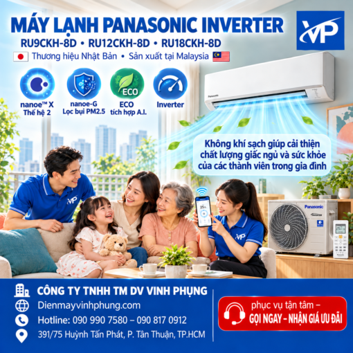 Máy lạnh panasonic Inverter 1hp RU9CKH-8D