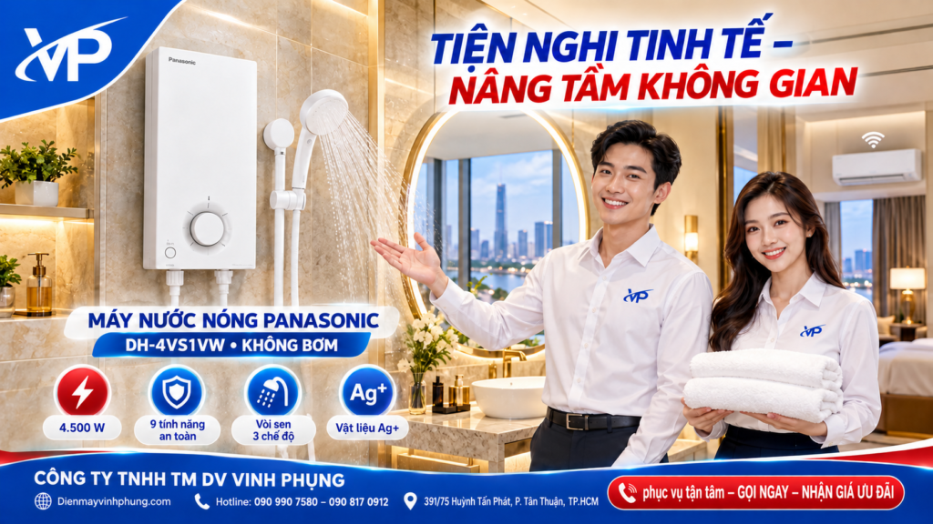 Máy Tắm nước nóng Không Bơm Panasonic DH-4VS1VW