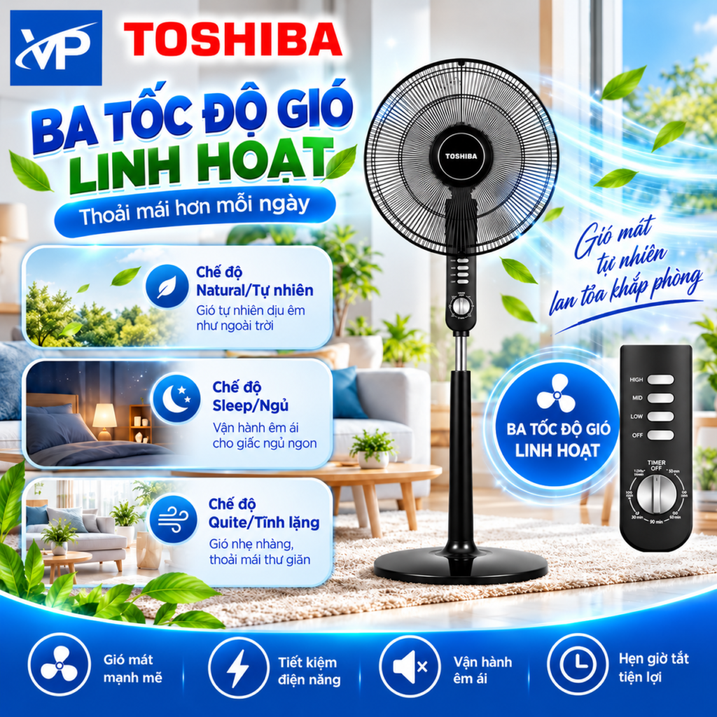 Quạt đứng Toshiba 5 cánh F-LSA10(K)VN 50W