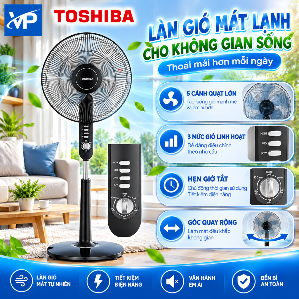 Quạt đứng Toshiba 5 cánh F-LSA10(K)VN 50W