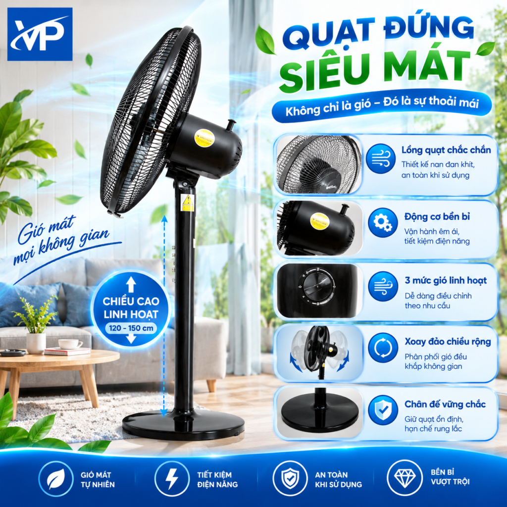 Quạt đứng Toshiba 5 cánh F-LSA10(K)VN 50W
